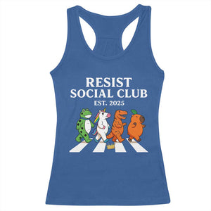 Resist Social Club 2025 Racerback Tank Top Portland Frog Animals Mascot Walking TS11 Royal Blue Print Your Wear