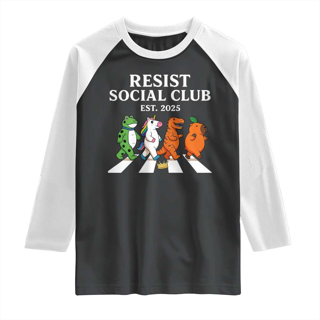 Resist Social Club 2025 Raglan Shirt Portland Frog Animals Mascot Walking TS11 Black White Print Your Wear