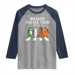Resist Social Club 2025 Raglan Shirt Portland Frog Animals Mascot Walking TS11 Sport Gray Navy Print Your Wear