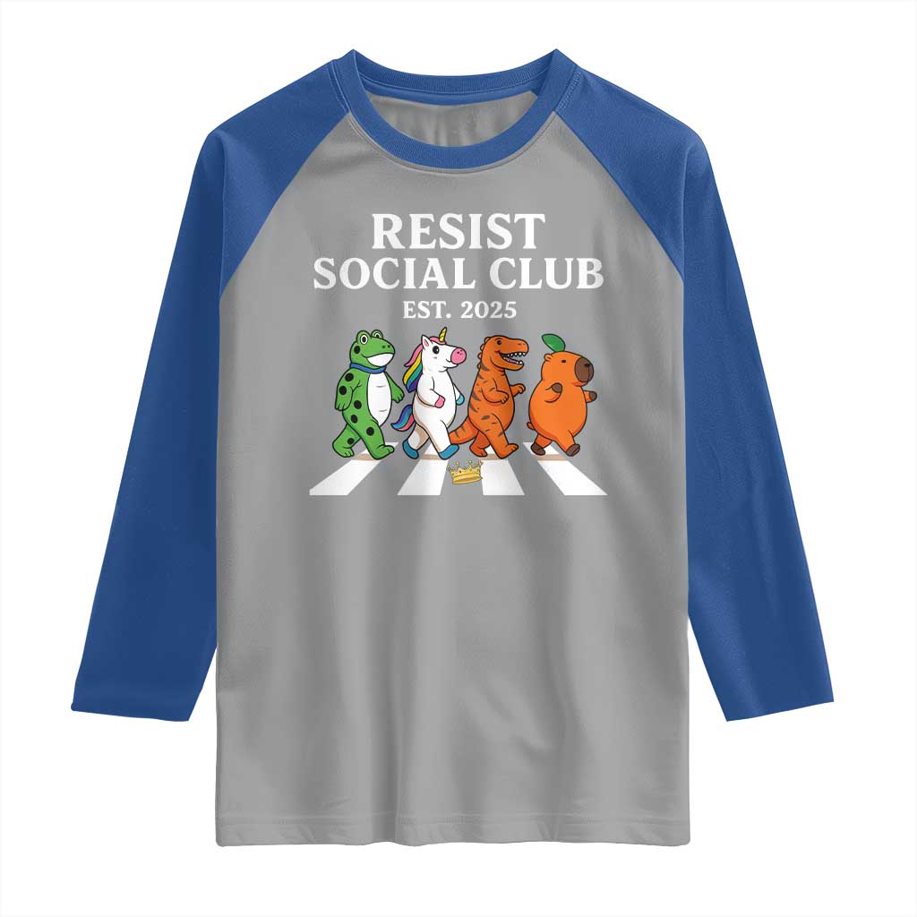 Resist Social Club 2025 Raglan Shirt Portland Frog Animals Mascot Walking TS11 Sport Gray Royal Print Your Wear
