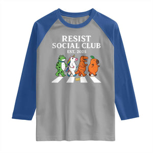 Resist Social Club 2025 Raglan Shirt Portland Frog Animals Mascot Walking TS11 Sport Gray Royal Print Your Wear