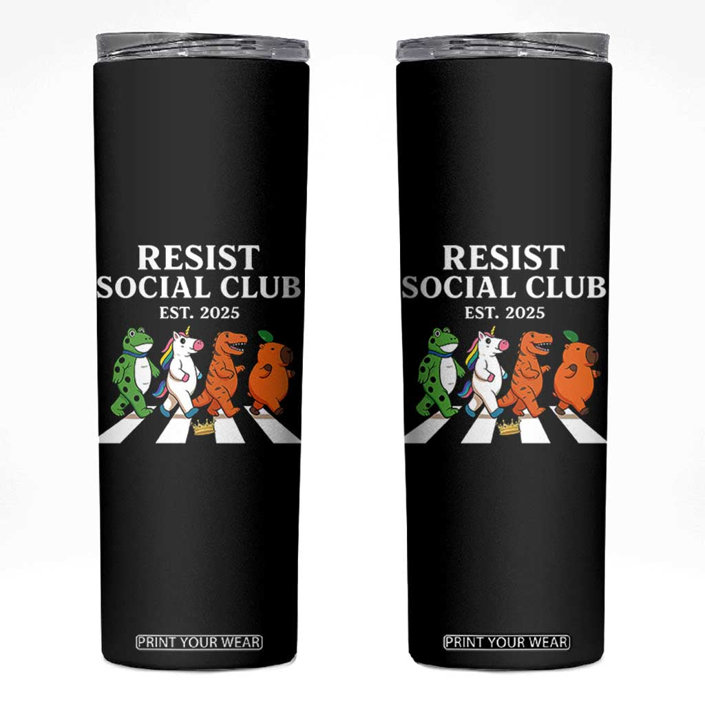 Resist Social Club 2025 Skinny Tumbler Portland Frog Animals Mascot Walking TS11 Black Print Your Wear