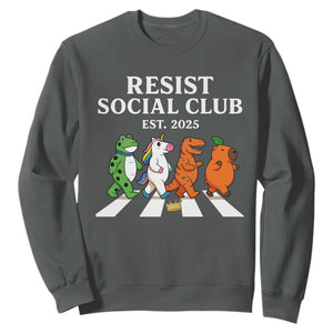 Resist Social Club 2025 Sweatshirt Portland Frog Animals Mascot Walking TS11 Dark Heather Print Your Wear