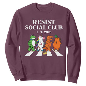 Resist Social Club 2025 Sweatshirt Portland Frog Animals Mascot Walking TS11 Maroon Print Your Wear