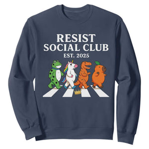 Resist Social Club 2025 Sweatshirt Portland Frog Animals Mascot Walking TS11 Navy Print Your Wear
