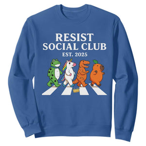 Resist Social Club 2025 Sweatshirt Portland Frog Animals Mascot Walking TS11 Royal Blue Print Your Wear
