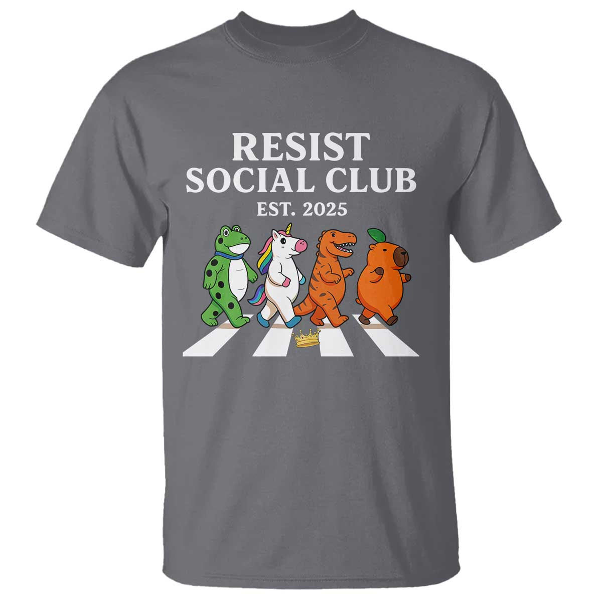 Resist Social Club 2025 T Shirt Portland Frog Animals Mascot Walking TS11 Charcoal Print Your Wear