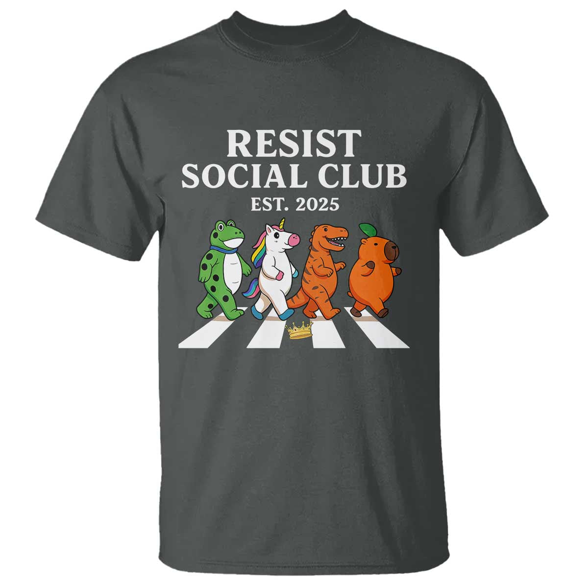Resist Social Club 2025 T Shirt Portland Frog Animals Mascot Walking TS11 Dark Heather Print Your Wear