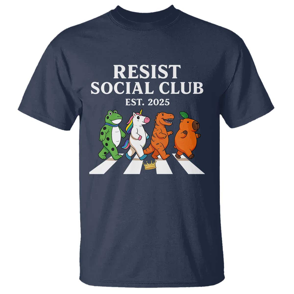 Resist Social Club 2025 T Shirt Portland Frog Animals Mascot Walking TS11 Navy Print Your Wear