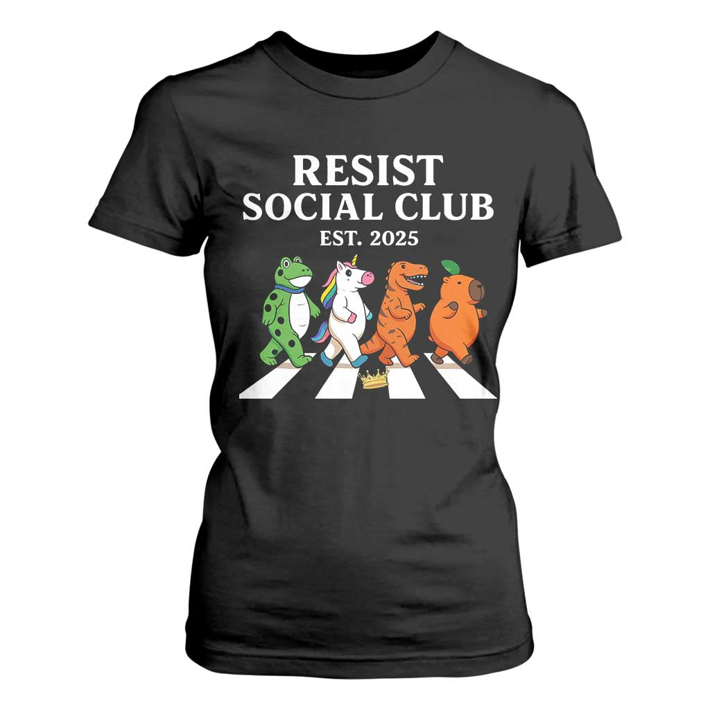 Resist Social Club 2025 T Shirt For Women Portland Frog Animals Mascot Walking TS11 Black Print Your Wear
