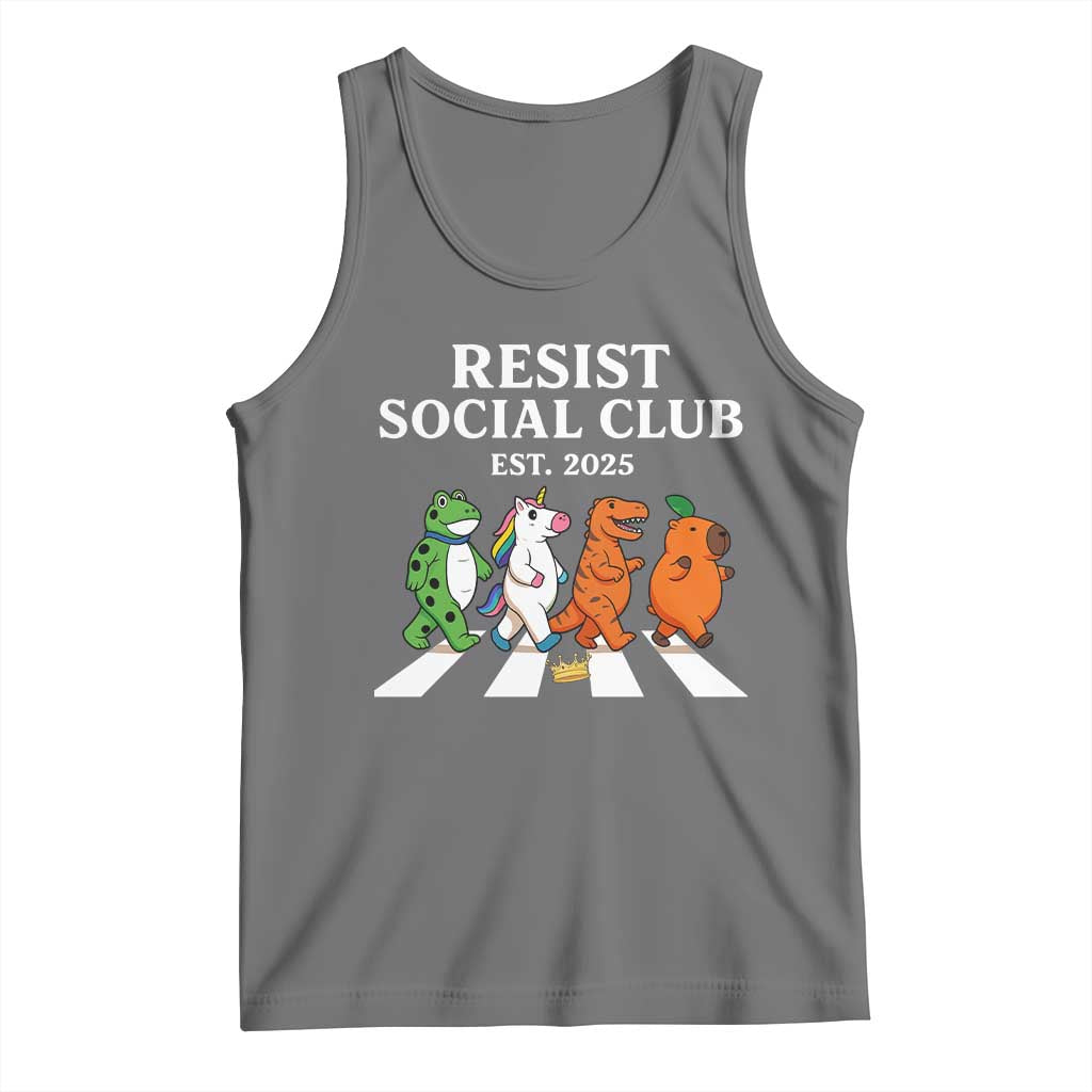 Resist Social Club 2025 Tank Top Portland Frog Animals Mascot Walking TS11 Black Heather Print Your Wear
