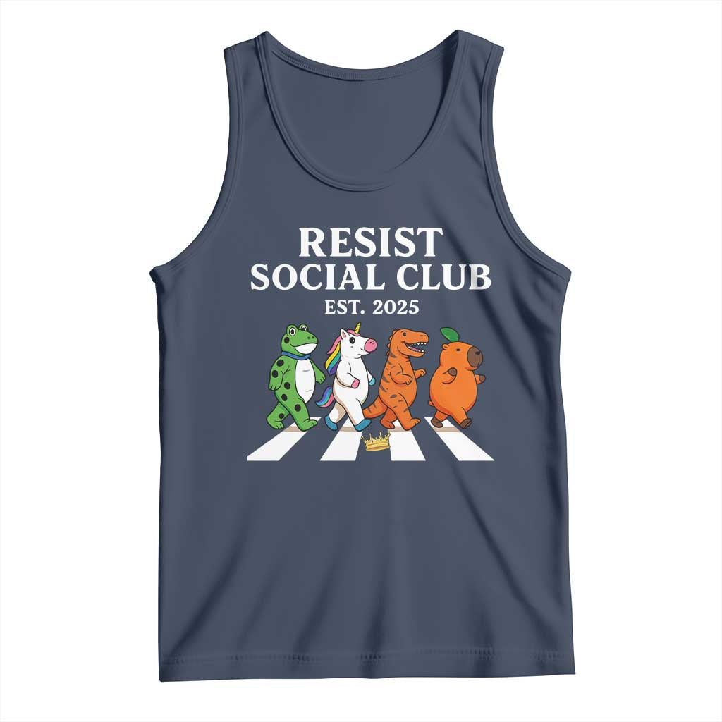 Resist Social Club 2025 Tank Top Portland Frog Animals Mascot Walking TS11 Navy Print Your Wear