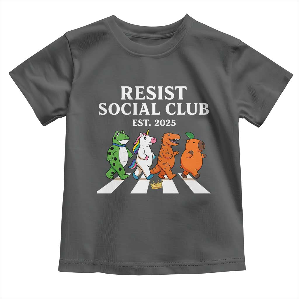 Resist Social Club 2025 Toddler T Shirt Portland Frog Animals Mascot Walking TS11 Dark Heather Print Your Wear