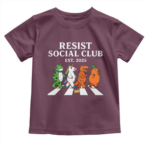 Resist Social Club 2025 Toddler T Shirt Portland Frog Animals Mascot Walking TS11 Maroon Print Your Wear