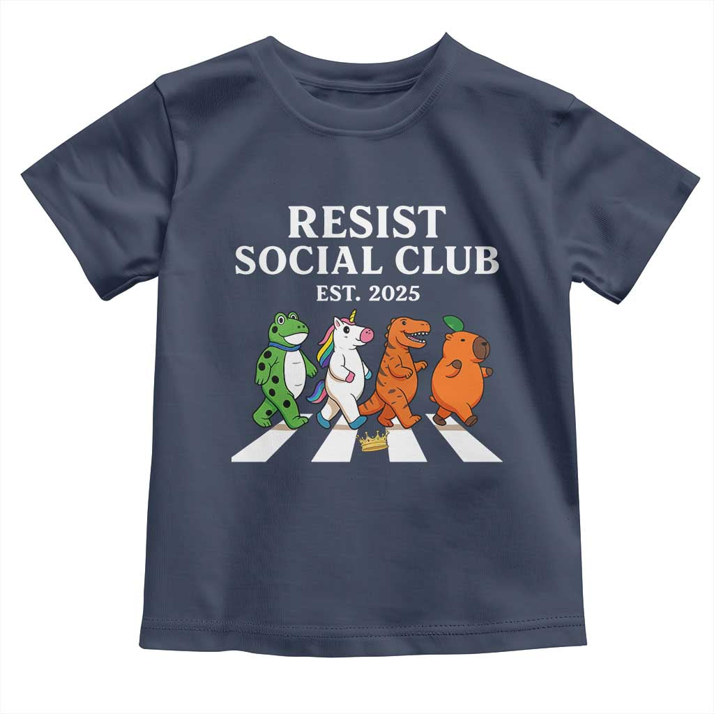 Resist Social Club 2025 Toddler T Shirt Portland Frog Animals Mascot Walking TS11 Navy Print Your Wear