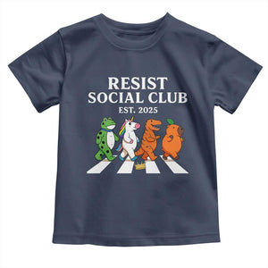 Resist Social Club 2025 Toddler T Shirt Portland Frog Animals Mascot Walking TS11 Navy Print Your Wear