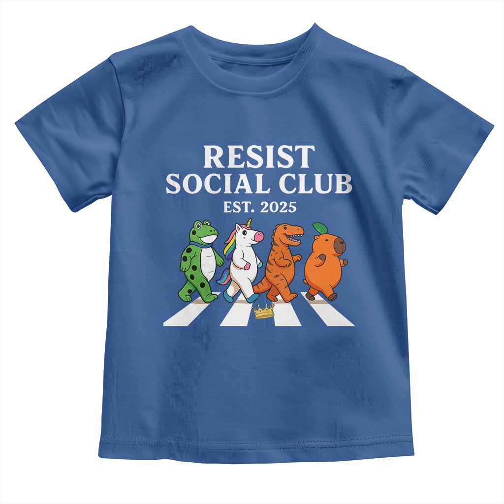 Resist Social Club 2025 Toddler T Shirt Portland Frog Animals Mascot Walking TS11 Royal Blue Print Your Wear