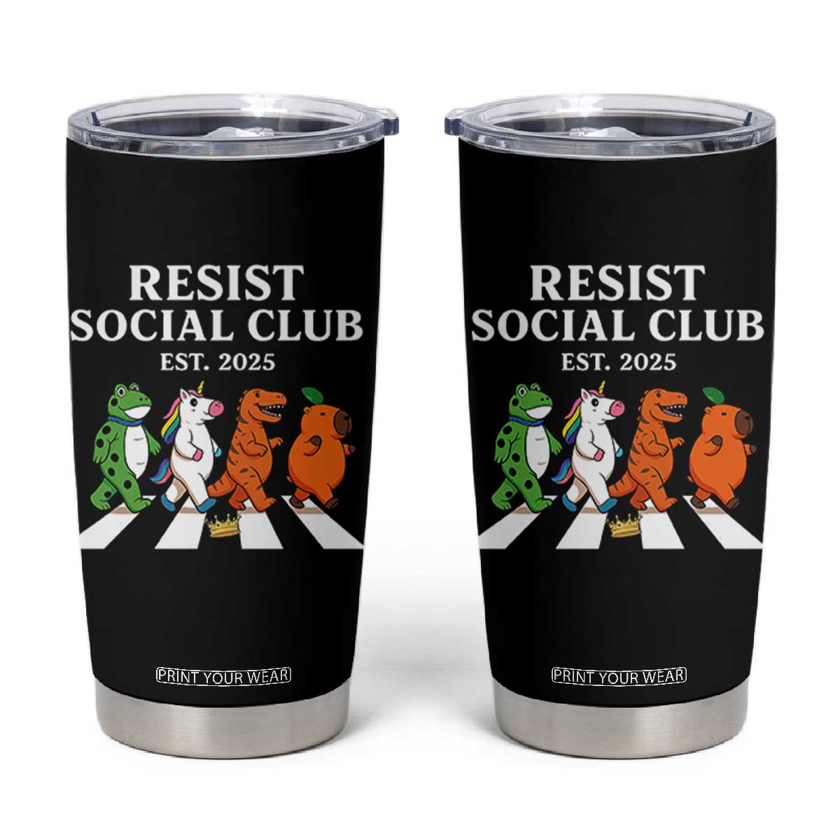 Resist Social Club 2025 Tumbler Cup Portland Frog Animals Mascot Walking TS11 Black Print Your Wear