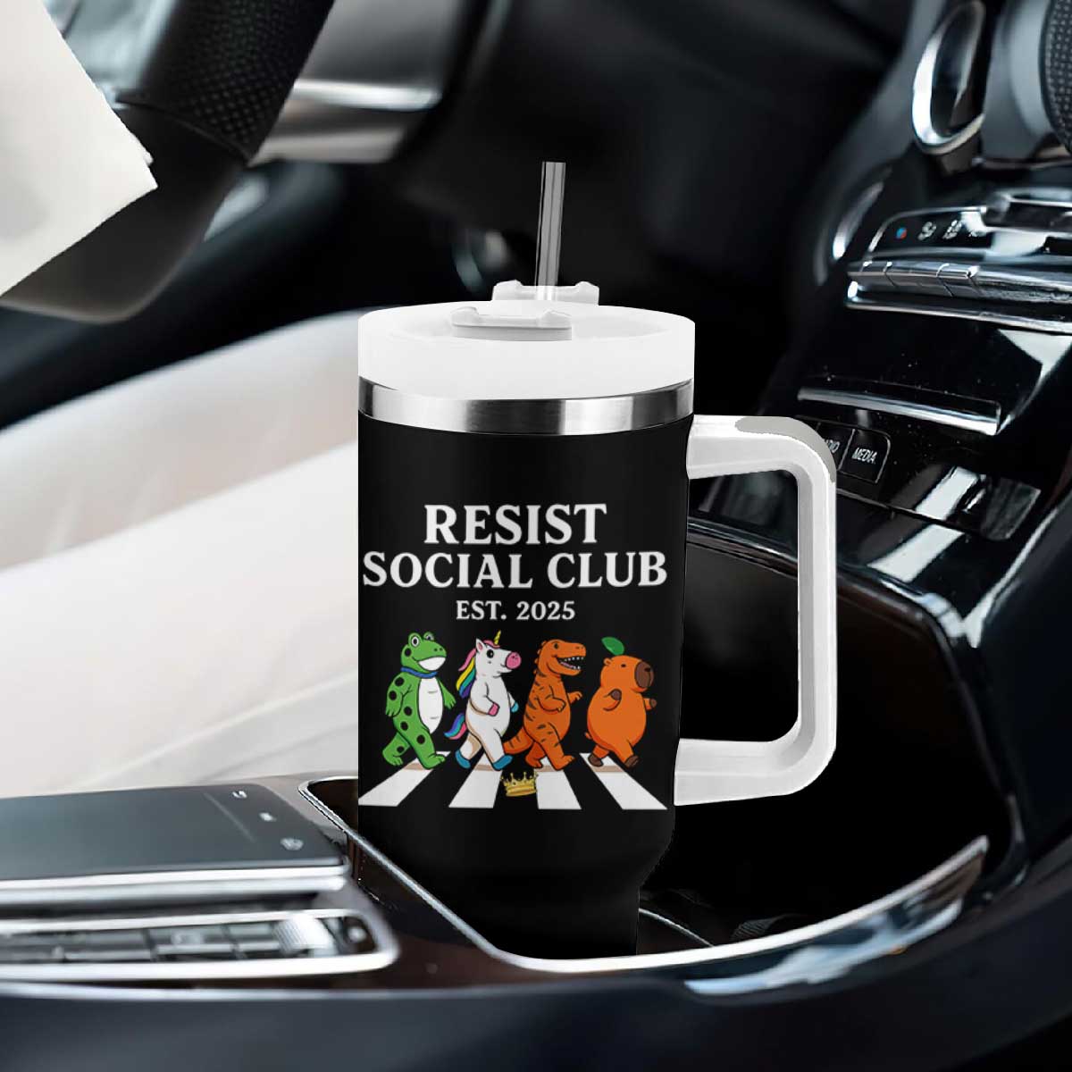Resist Social Club 2025 Tumbler With Handle Portland Frog Animals Mascot Walking TS11 Print Your Wear