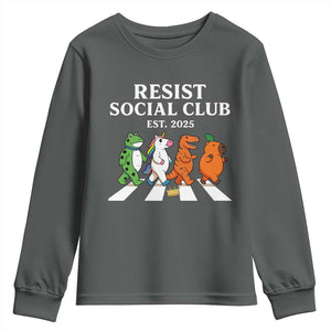 Resist Social Club 2025 Youth Sweatshirt Portland Frog Animals Mascot Walking TS11 Dark Heather Print Your Wear