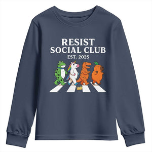 Resist Social Club 2025 Youth Sweatshirt Portland Frog Animals Mascot Walking TS11 Navy Print Your Wear