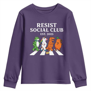 Resist Social Club 2025 Youth Sweatshirt Portland Frog Animals Mascot Walking TS11 Purple Print Your Wear