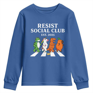 Resist Social Club 2025 Youth Sweatshirt Portland Frog Animals Mascot Walking TS11 Royal Blue Print Your Wear