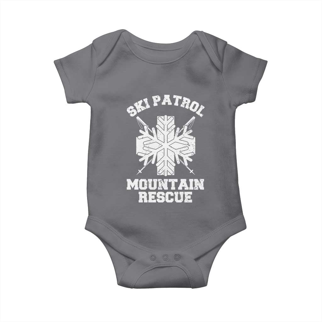 Ski Patrol Mountain Rescue Baby Onesie Winter Slopes Skiing Snowboarding Snowflake TS11 Charcoal Print Your Wear