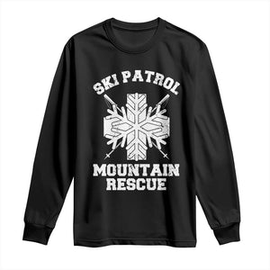 Ski Patrol Mountain Rescue Long Sleeve Shirt Winter Slopes Skiing Snowboarding Snowflake TS11 Black Print Your Wear