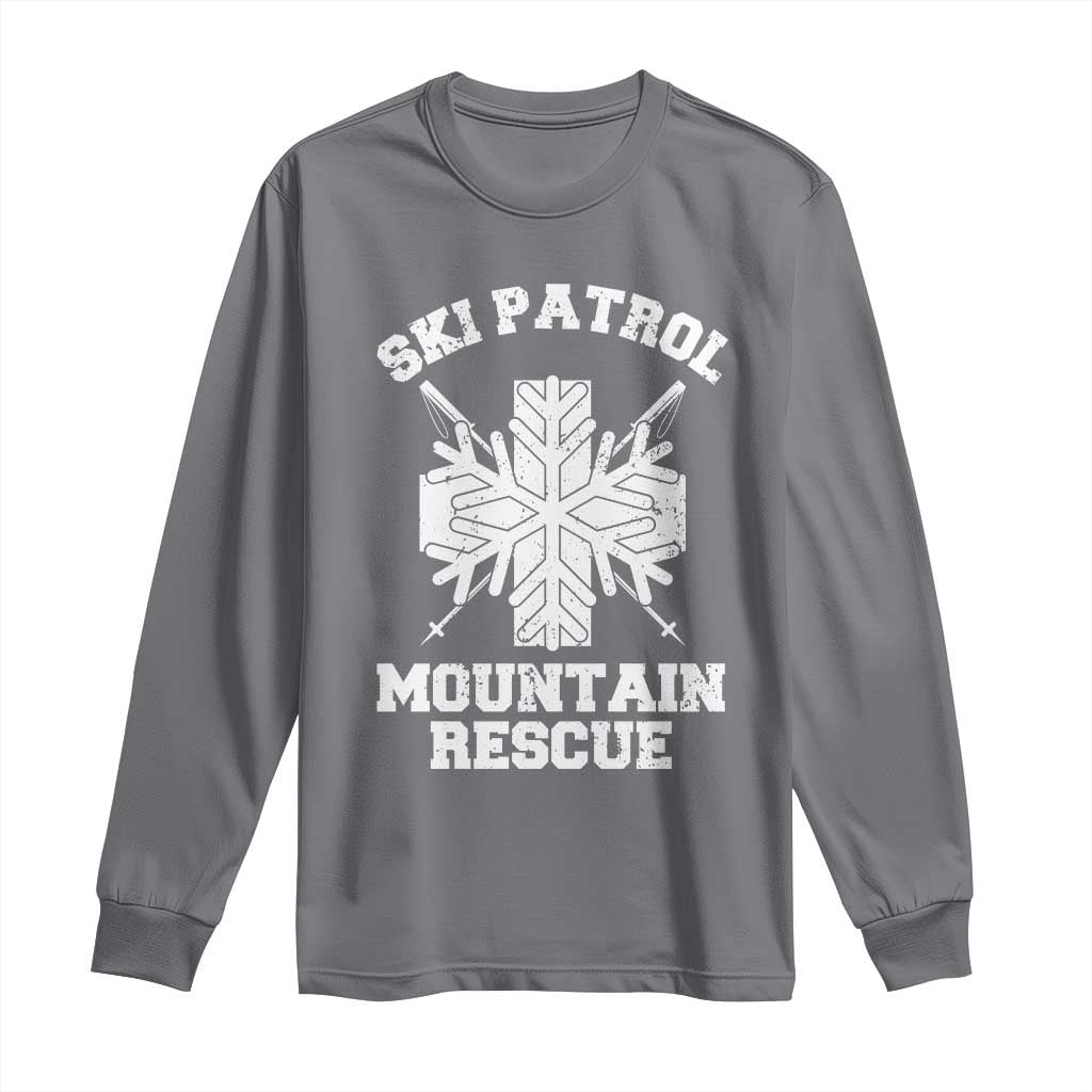Ski Patrol Mountain Rescue Long Sleeve Shirt Winter Slopes Skiing Snowboarding Snowflake TS11 Charcoal Print Your Wear