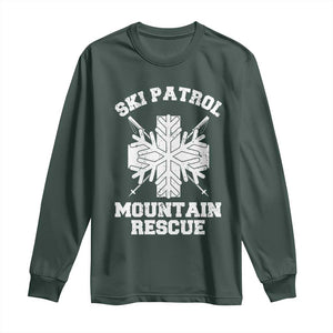 Ski Patrol Mountain Rescue Long Sleeve Shirt Winter Slopes Skiing Snowboarding Snowflake TS11 Dark Forest Green Print Your Wear