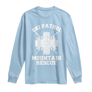 Ski Patrol Mountain Rescue Long Sleeve Shirt Winter Slopes Skiing Snowboarding Snowflake TS11 Light Blue Print Your Wear