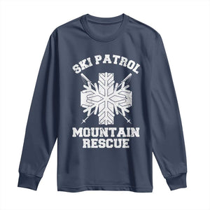 Ski Patrol Mountain Rescue Long Sleeve Shirt Winter Slopes Skiing Snowboarding Snowflake TS11 Navy Print Your Wear