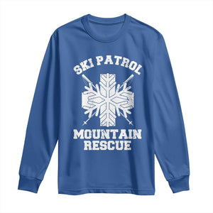 Ski Patrol Mountain Rescue Long Sleeve Shirt Winter Slopes Skiing Snowboarding Snowflake TS11 Royal Blue Print Your Wear