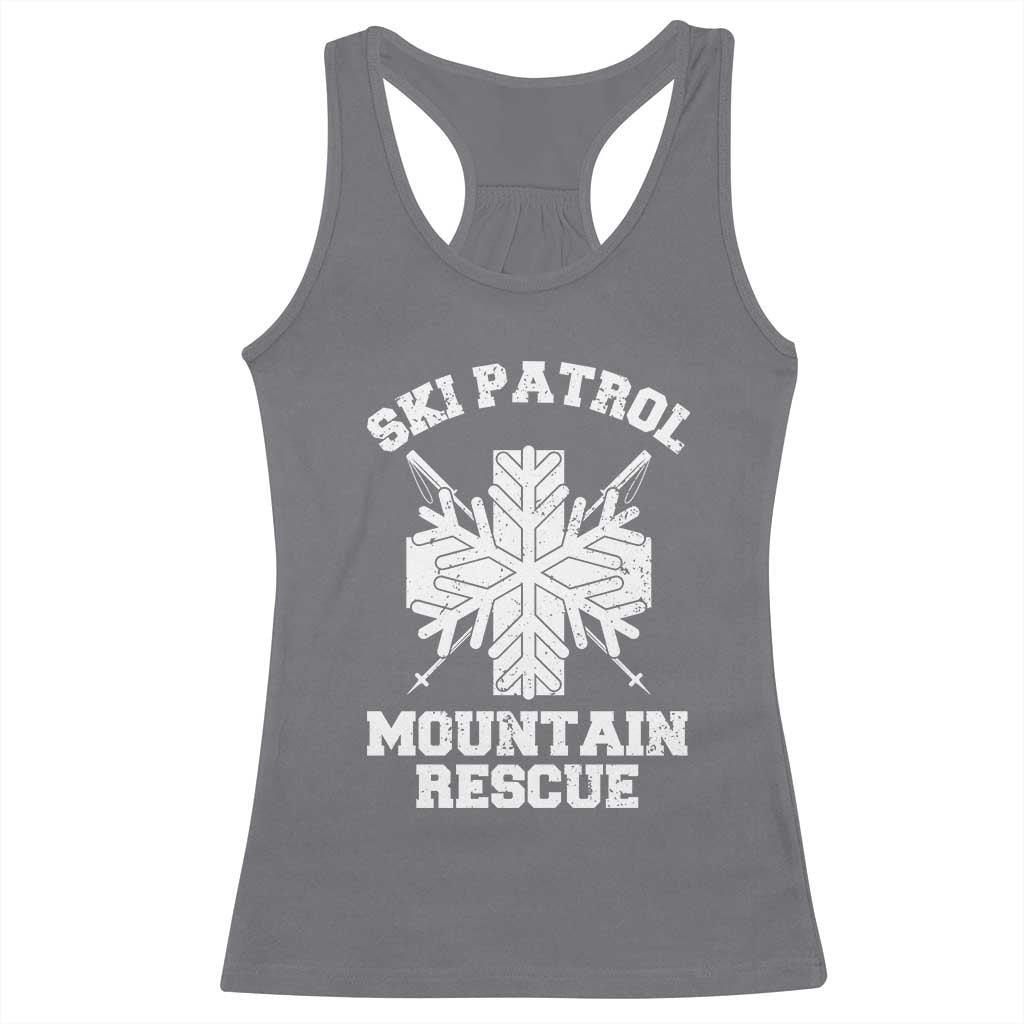 Ski Patrol Mountain Rescue Racerback Tank Top Winter Slopes Skiing Snowboarding Snowflake TS11 Charcoal Print Your Wear