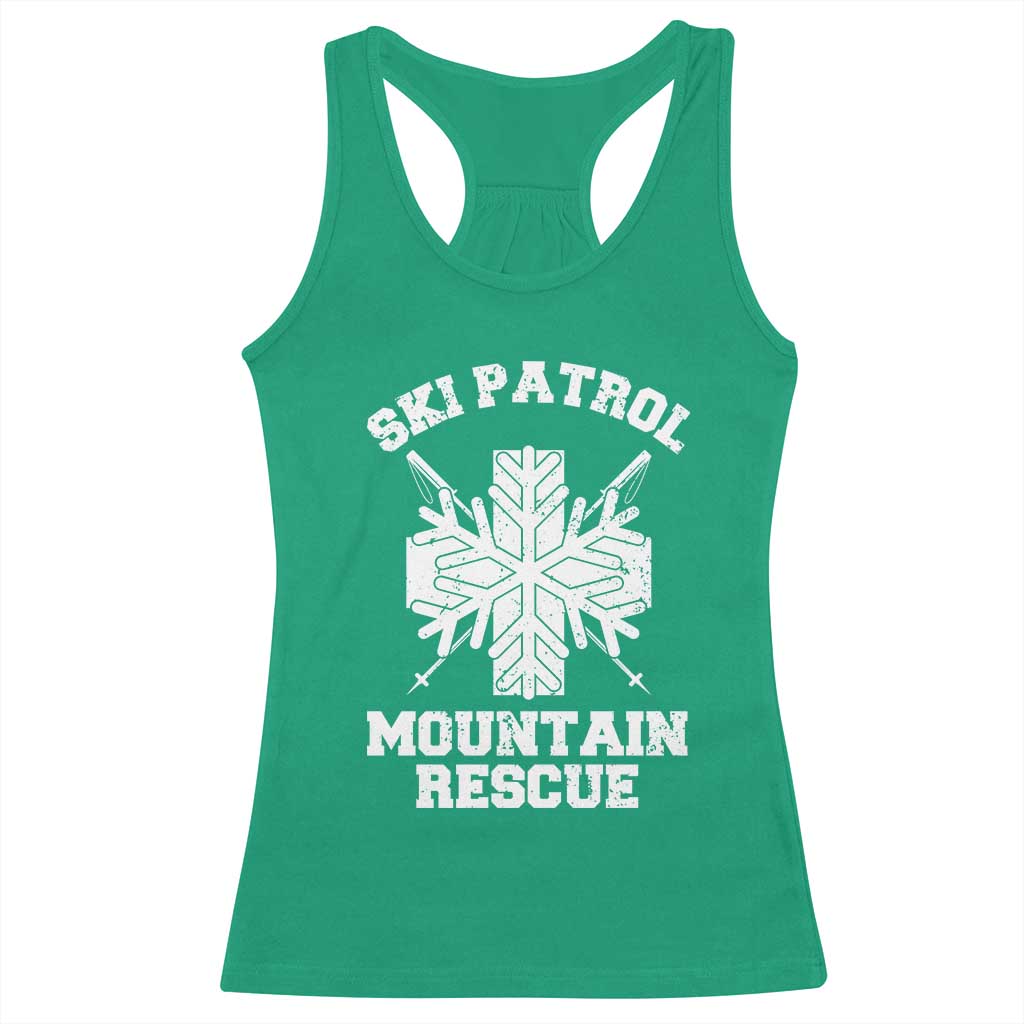 Ski Patrol Mountain Rescue Racerback Tank Top Winter Slopes Skiing Snowboarding Snowflake TS11 Irish Green Print Your Wear