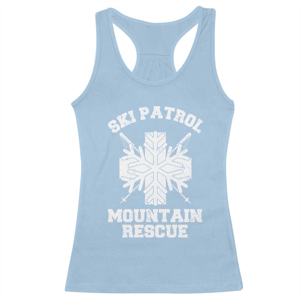 Ski Patrol Mountain Rescue Racerback Tank Top Winter Slopes Skiing Snowboarding Snowflake TS11 Light Blue Print Your Wear