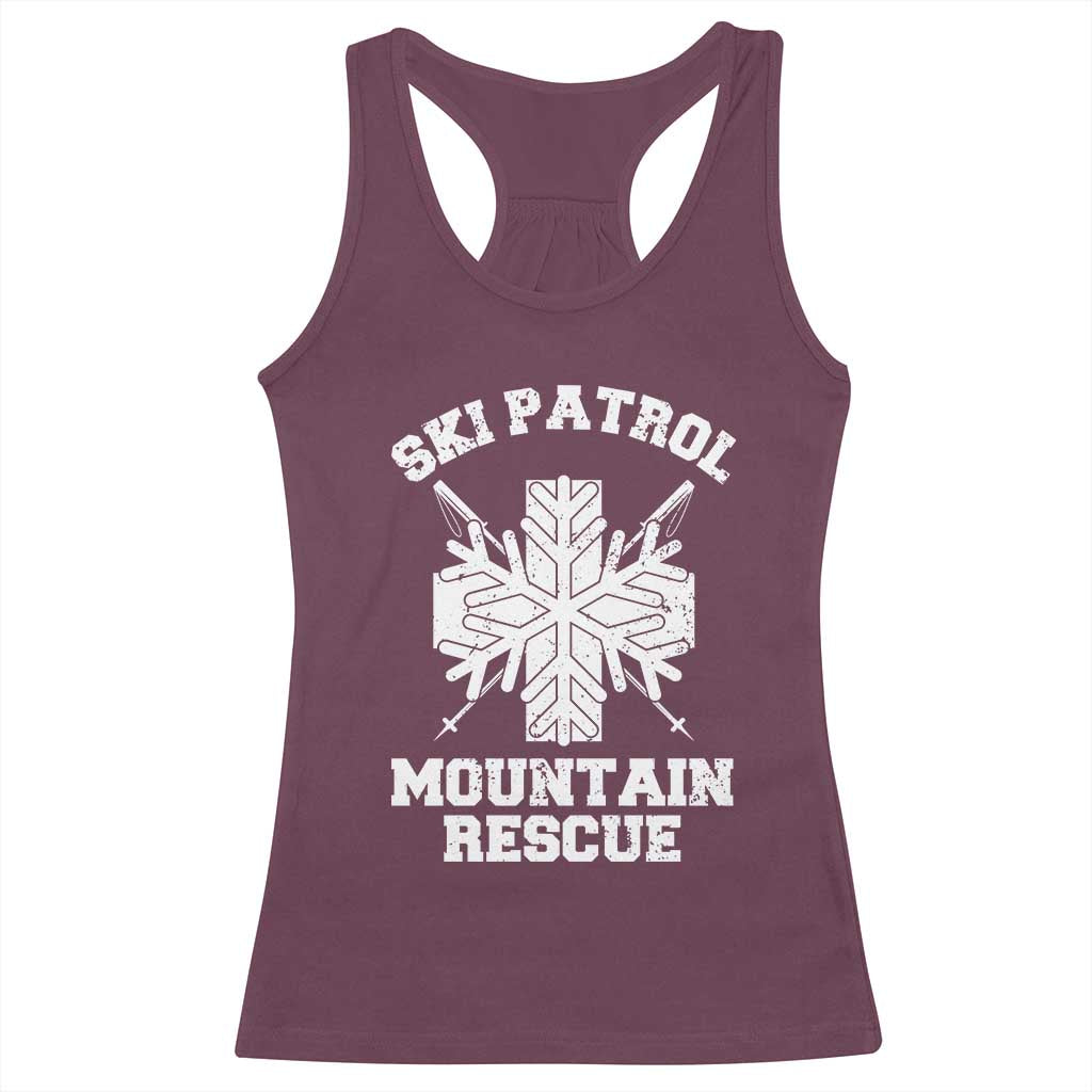 Ski Patrol Mountain Rescue Racerback Tank Top Winter Slopes Skiing Snowboarding Snowflake TS11 Maroon Print Your Wear