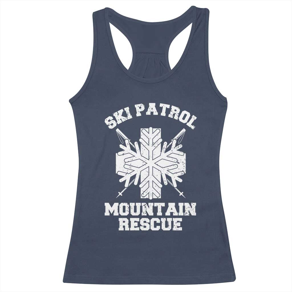 Ski Patrol Mountain Rescue Racerback Tank Top Winter Slopes Skiing Snowboarding Snowflake TS11 Navy Print Your Wear
