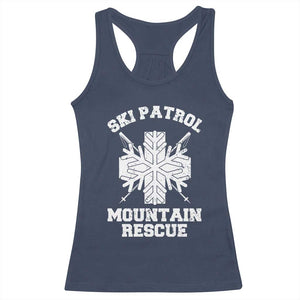 Ski Patrol Mountain Rescue Racerback Tank Top Winter Slopes Skiing Snowboarding Snowflake TS11 Navy Print Your Wear