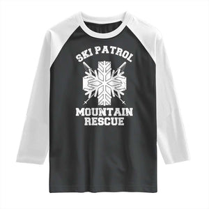 Ski Patrol Mountain Rescue Raglan Shirt Winter Slopes Skiing Snowboarding Snowflake TS11 Black White Print Your Wear