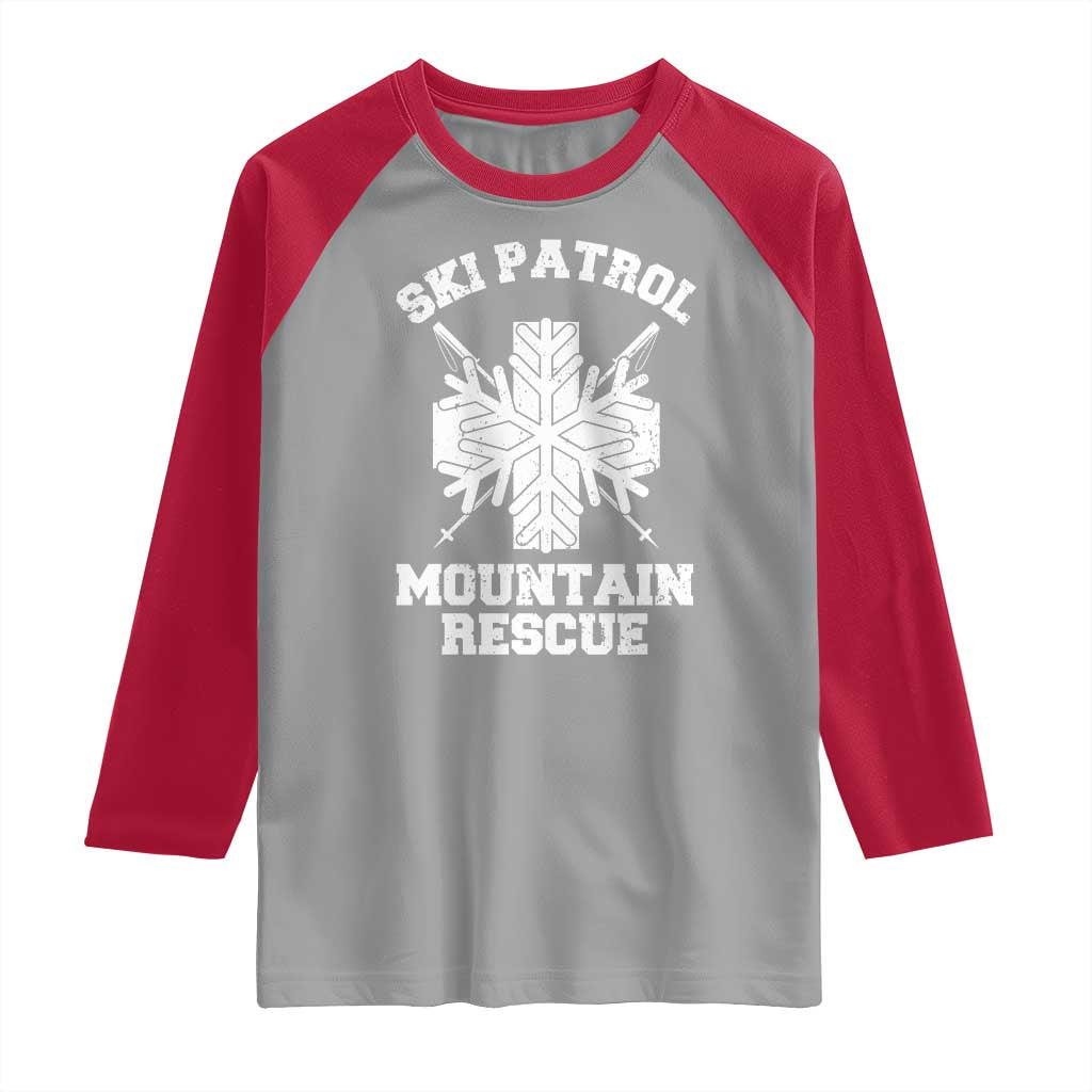 Ski Patrol Mountain Rescue Raglan Shirt Winter Slopes Skiing Snowboarding Snowflake TS11 Sport Gray Red Print Your Wear