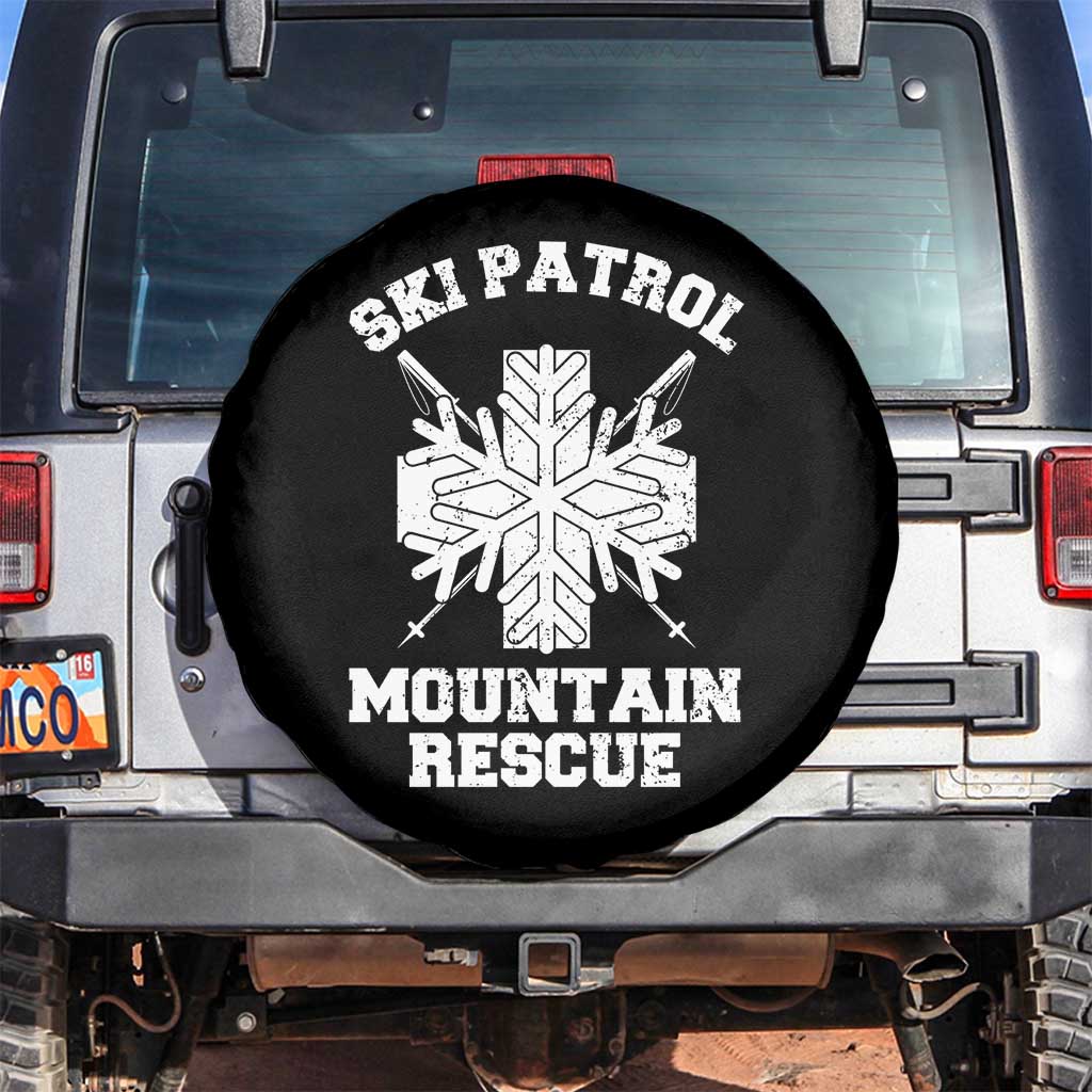 Ski Patrol Mountain Rescue Spare Tire Cover Winter Slopes Skiing Snowboarding Snowflake TS11 No hole Black Print Your Wear