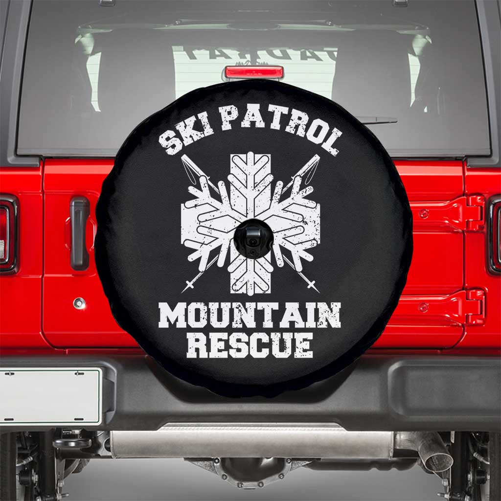 Ski Patrol Mountain Rescue Spare Tire Cover Winter Slopes Skiing Snowboarding Snowflake TS11 Black Print Your Wear
