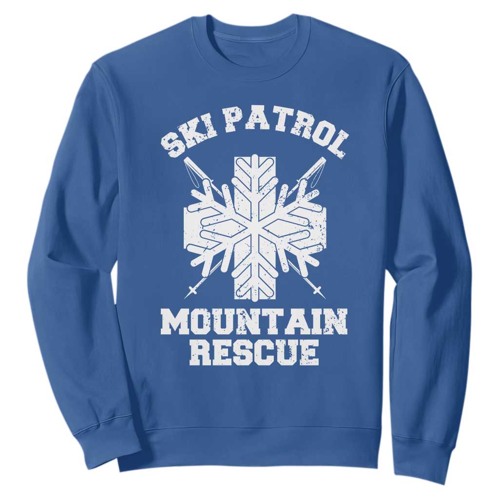 Ski Patrol Mountain Rescue Sweatshirt Winter Slopes Skiing Snowboarding Snowflake TS11 Royal Blue Print Your Wear
