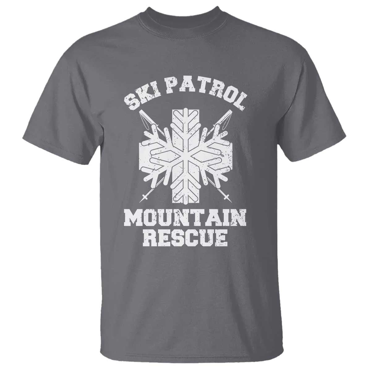 Ski Patrol Mountain Rescue T Shirt Winter Slopes Skiing Snowboarding Snowflake TS11 Charcoal Print Your Wear
