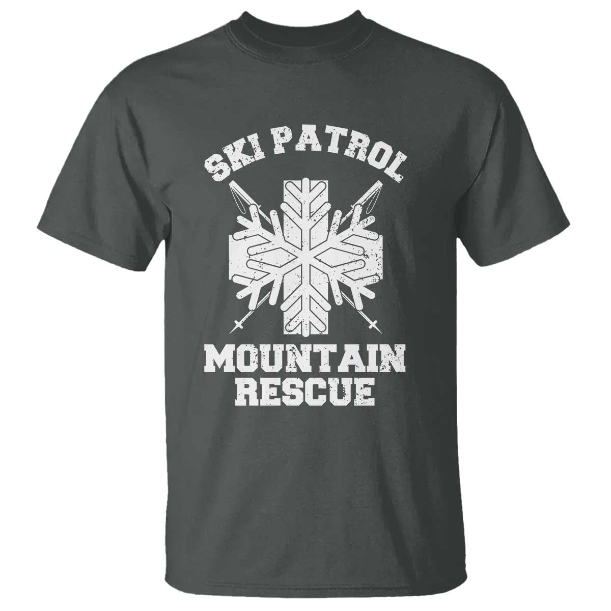 Ski Patrol Mountain Rescue T Shirt Winter Slopes Skiing Snowboarding Snowflake TS11 Dark Heather Print Your Wear