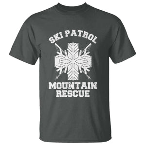 Ski Patrol Mountain Rescue T Shirt Winter Slopes Skiing Snowboarding Snowflake TS11 Dark Heather Print Your Wear