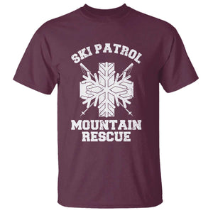 Ski Patrol Mountain Rescue T Shirt Winter Slopes Skiing Snowboarding Snowflake TS11 Maroon Print Your Wear