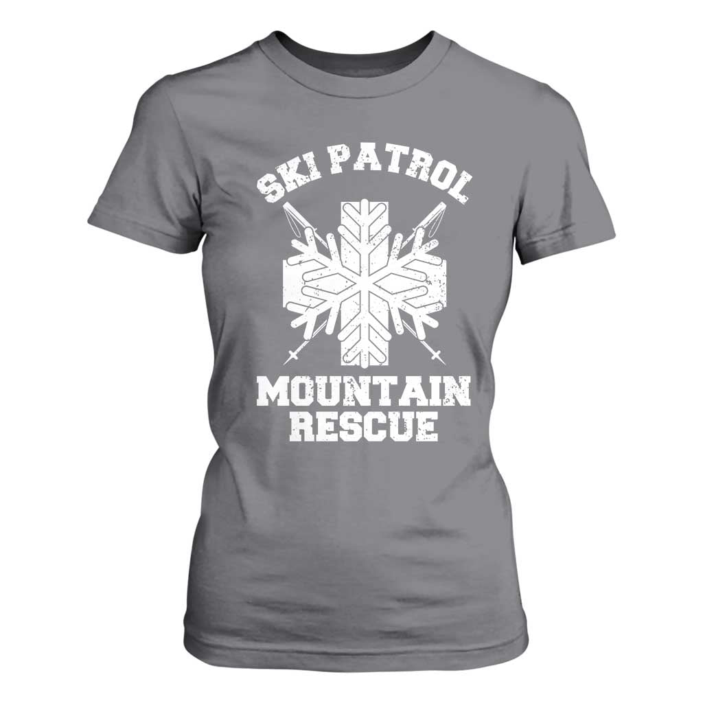 Ski Patrol Mountain Rescue T Shirt For Women Winter Slopes Skiing Snowboarding Snowflake TS11 Charcoal Print Your Wear